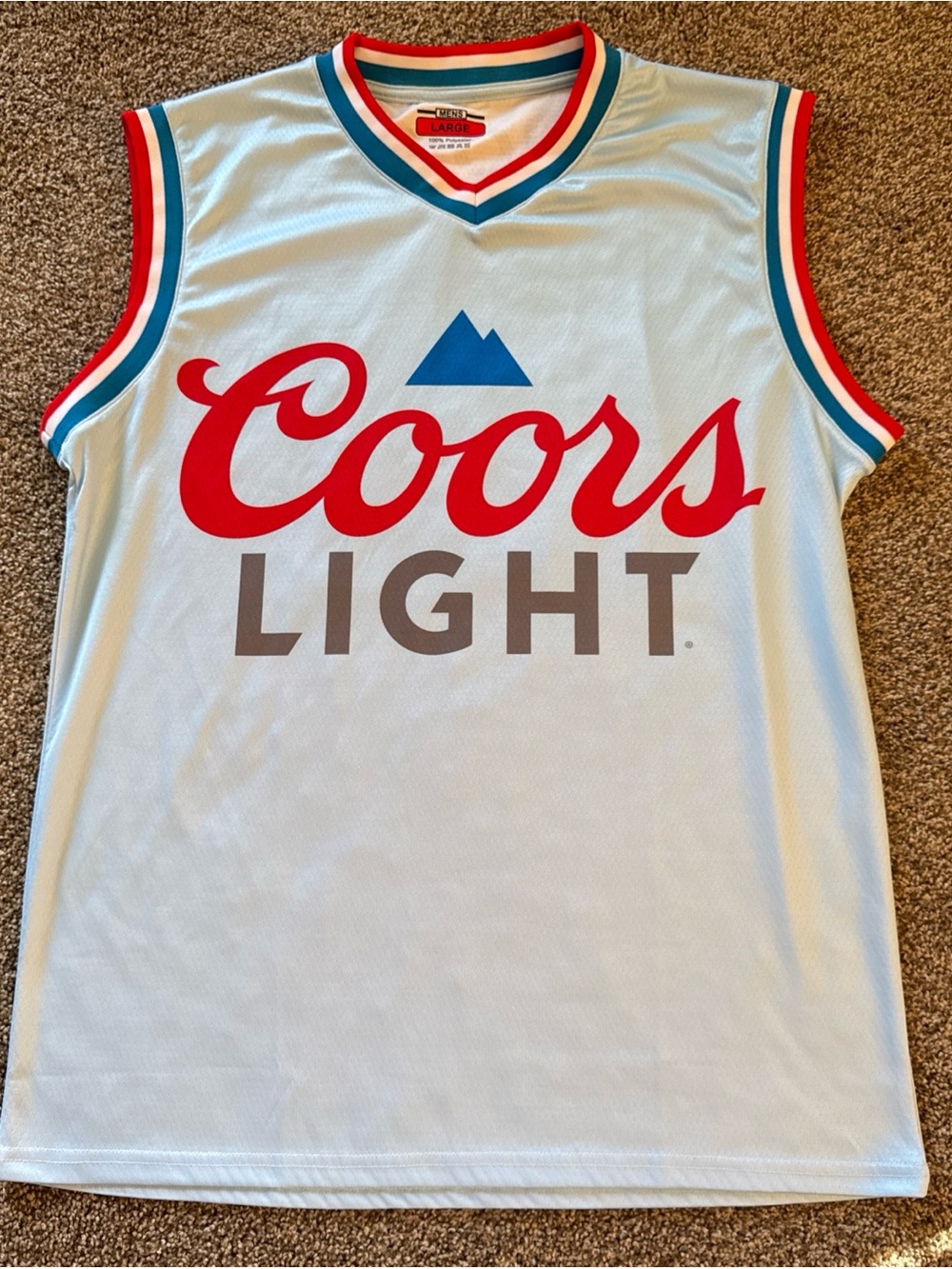 Men’s Large Coors Light Baby Blue Basketball Jersey